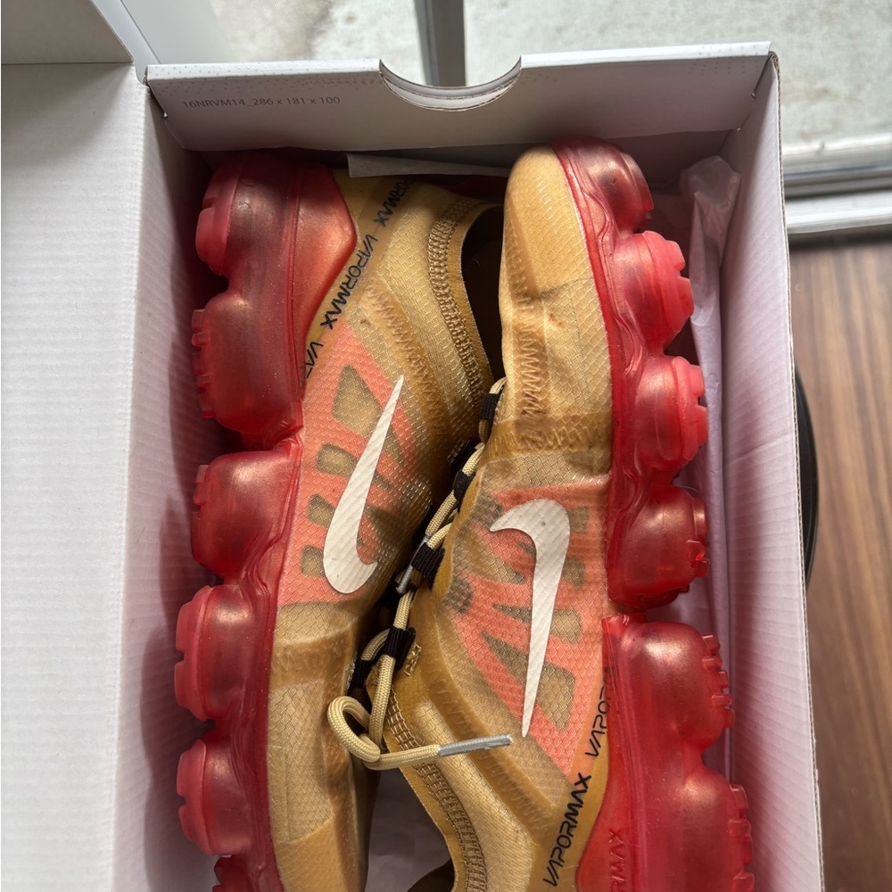 Nike VaporMax Plus Red and Tan Sneakers